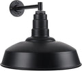 Steel Lighting Co. Gardena Barn Light | Outdoor Wall Mounted | 16" Dome | 11" Straight Arm | Farmhouse Light Made in America | Matte Black Exterior/White Interior