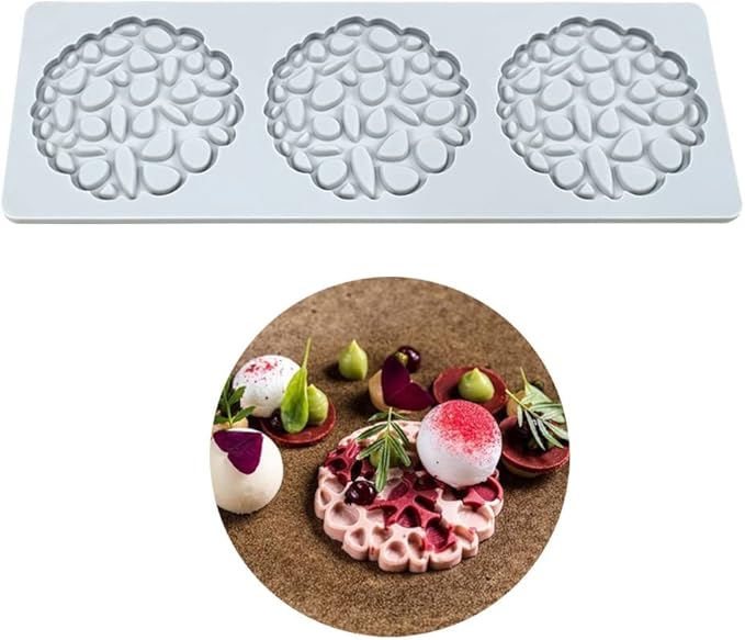 Silicone Molds 3D Hollow Leaf Chocolate Molds Honeycomb Bee Candy Mold Flower Pattern Fondant Mold Cake Topper Sugar Craft Decoration (M_Flower_10.08 * 3.52 * 0.2inch)
