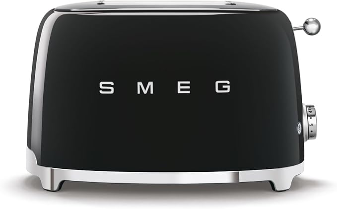 SMEG 2 Slice Toaster with 6 Presets and Defrost Function and Removable Crumb Tray (Black)