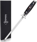 SENKEN Professional Emery Knife Sharpening Steel - Incredibly Strong Emery Rod for Sharpening & Honing Knives Up to 63 HRC Including All Damascus Knives (Smoothly Finished Wood)