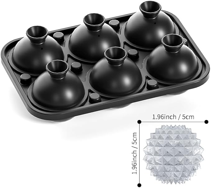 Bangp Large Ice Cube Tray for Whiskey,Perfect Etched Ice Cubes, Big Ice Cube Mold for Cocktails,Whiskey (Etched Sphere)