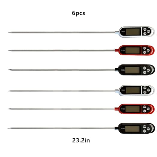 6pcs Candy Thermometer Digital Instant Read for Meat Kitchen Cooking Food Oil Deep Fry BBQ Grill Smoker (6, 23.2in)