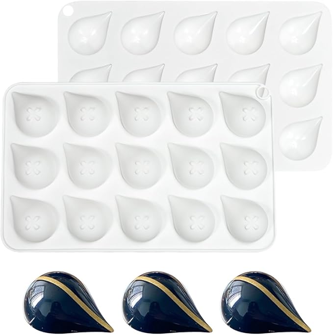 mostsom Silicone Water Droplet Molds 15-Cavity Dessert Mold for Chocolate, Mousse, Jelly, Cake Decorations, Baking Tools (D_ Water Droplet)