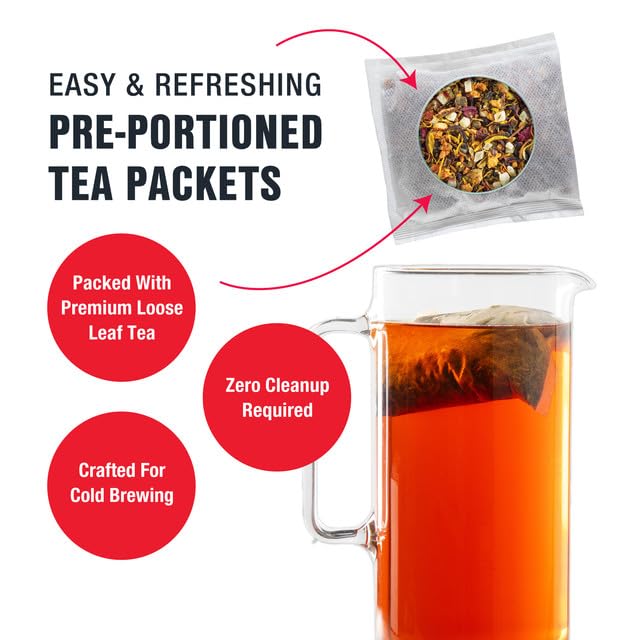 Tiesta Tea - Peach Party Cold Brew, Peach Hibiscus Herbal Tea, Premium Loose Leaf Blend, Non Caffeinated Cold Brew Packets, Makes 64 oz of Pitcher Per Bag (Pack of 10)
