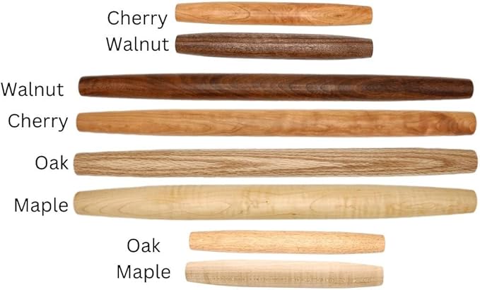 Handmade French Rolling Pin Set: 12 & 20 Wooden Rolling Pins for Baking, Dough, Pizza, Chapati, and Tortilla. Crafted in Kentucky. (Maple, Set (12 Inch & 20 Inch))