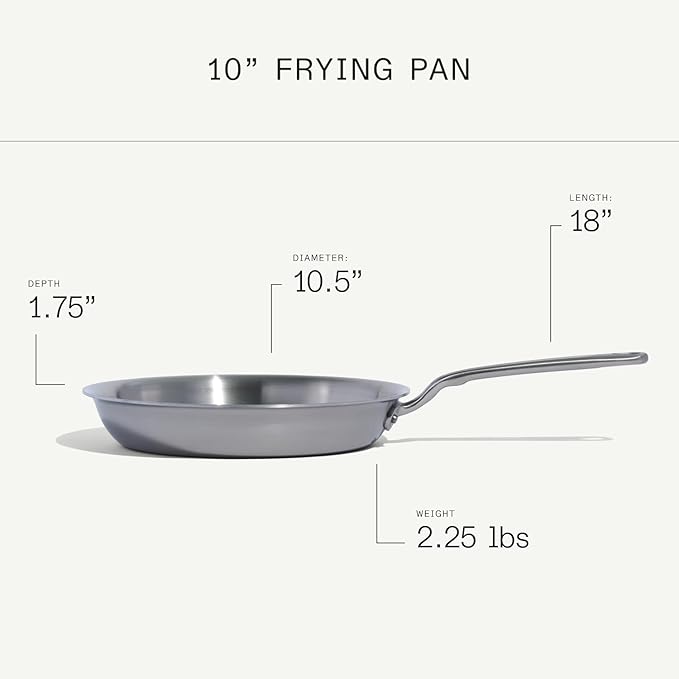 Made In Cookware - 10-Inch Stainless Steel Frying Pan - 5 Ply Stainless Clad - Professional Cookware - Crafted in Italy - Induction Compatible