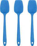 Heat Resistant Silicone Spoon Spatula: U-Taste 600ºF High Heat Flexible 11.38in Silicon Mixing Stirring Cooking Scraping Baking Bowl Scraper Seamless Spreader for Kitchen Nonstick Cookware (Lake Blue)
