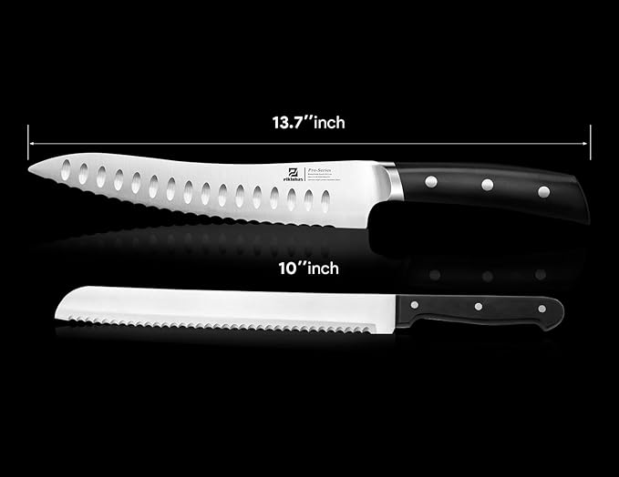 Resharpenable Bread Knife, 8 Inch Multifunction Serrated Knife, German HC Stainless Steel Bread Cutting Knife with Innovative Wavy Edge for Efficient Slicing, Razor Sharp for Homemade Bread