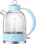ASCOT Electric Kettle, Glass Electric Tea Kettle Gifts for Men/Women/Family 1.6L 1500W Borosilicate Glass Tea Heater, with Auto Shut-Off and Boil-Dry Protection Blue