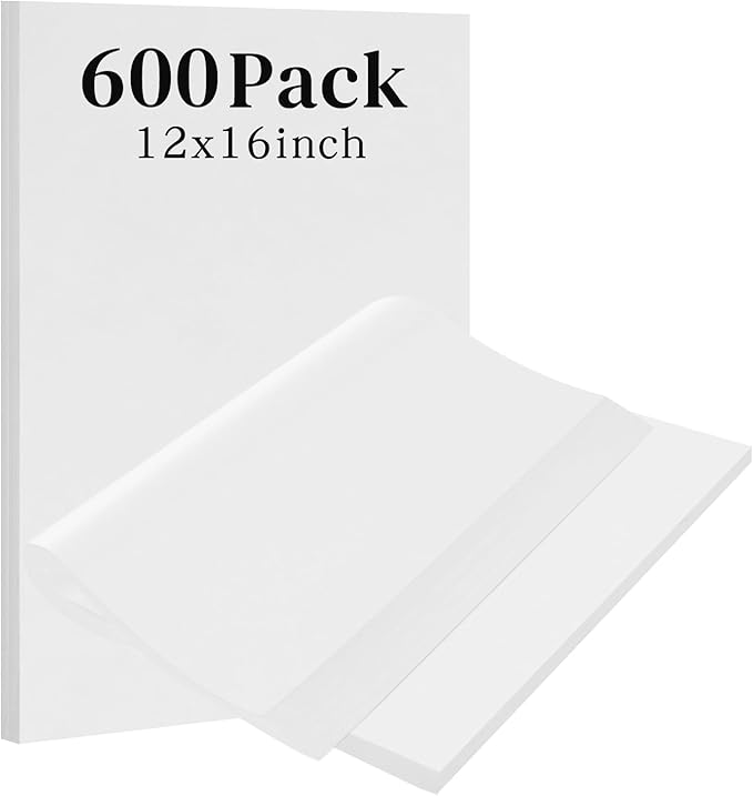 600Pcs Unbleached Parchment Paper Sheets for Baking, 12 x 16 Inch, Non-Stick Precut Half Sheet Parchment Paper for Baking, Cooking, Air Fryer, Oven (white-12" x 16"-600pack)