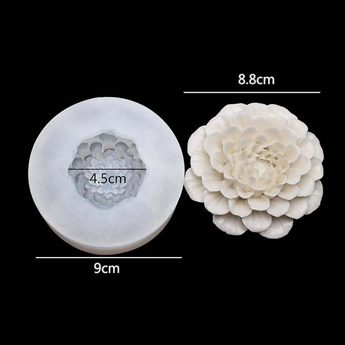 Peony Flower Soap & Candle Mold - 3D, Chocolate & Resin Mold - Silicone, Handmade