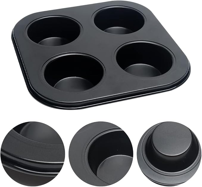 Pilarmuture 4 Hole Muffin Pan Muffin Trays, Bakeware Tins & Trays Non-stick Cupcake Baking Pan Mini Muffin Cups Pudding Bakeware Cake Mold for Oven Baking Roasting