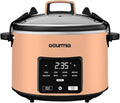 Gourmiia 4.5 Qt Programmable Slow Cooker with 5 Presets, Slow Cook, Digital Timer, Keep Warm Function, Nonstick Interior, Dishwasher Safe (Peach)