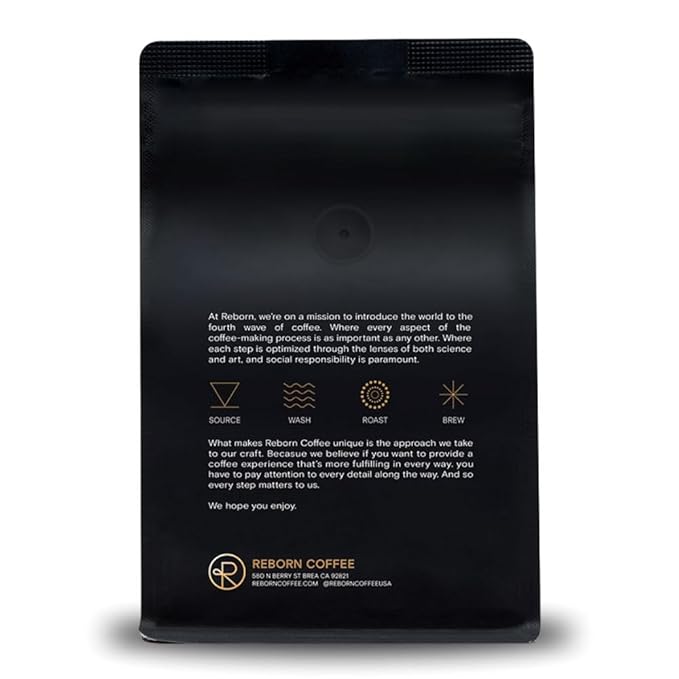 Reborn Coffee Specialty Whole Bean Coffee, Medium Roast, 12 Ounce, Ethiopia Abana Estate Sulladjah, Flavor Notes of Chamomile, Pomegranate, Peach, and Sweet Finish