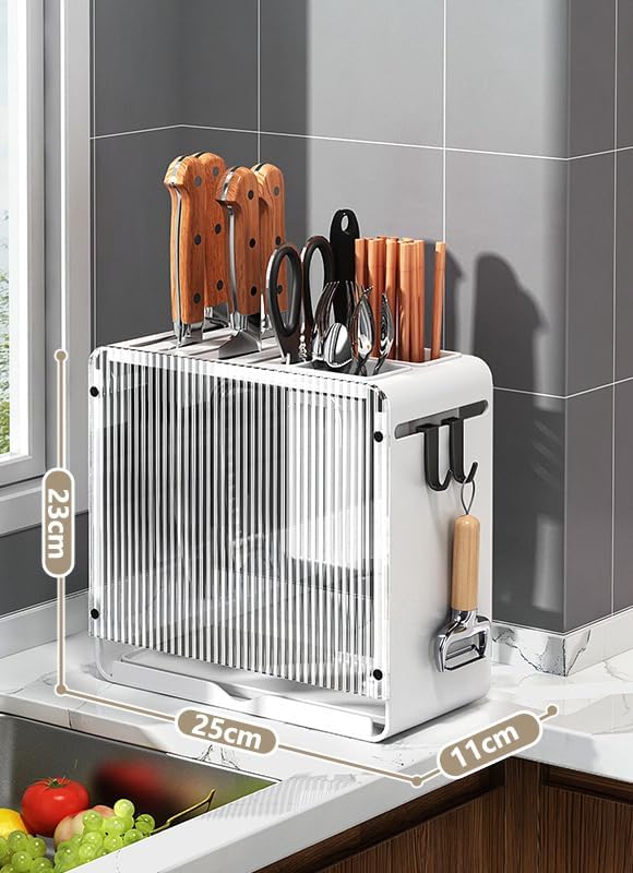 Knife Holder Organizer Stainless Steel Rack This multifunctional kitchen storage rack with Utensil (white) version:No cutting board rack