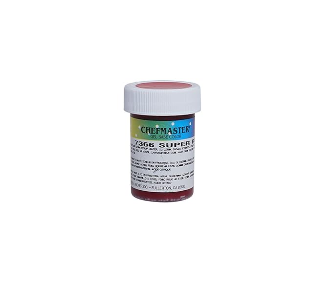 Chefmaster Super Red Gel Food Coloring | Vibrant Color | Professional-Grade Dye for Icing, Frosting, Fondant | Baking & Decorating | Fade-Resistant | Easy-to-Use | Made in USA | 1 oz