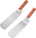 New Star Foodservice 43051 Wood Handle Flexible Grill Spatula Set, 14.5", Set of 2, Silver