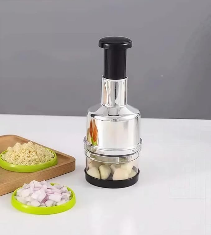Manual Vegetable Chopper – Lightweight (230g) & Compact (22x8.5cm) | Hand-Powered Food Processor for Garlic, Onions, Herbs & Veggies | Stainless Steel Blades, Easy-to-Clean Kitchen Gadget