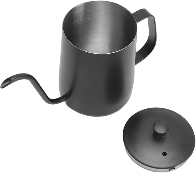 Pour Over Coffee Kettle, Stainless Steel Gooseneck Spout Pour Over Coffee Kettle Long Narrow Drip Spout Coffee Tea Pots for Pour Over Coffee, Home Brewing, Camping (20oz, Black with Lid)