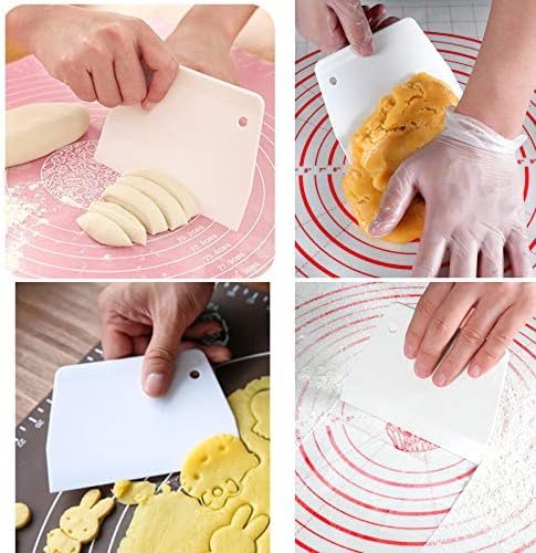 Set of 3 Cake Scrapers and Smoother Tools for Cake Decorating, Dough & Bowl Scrapers Plastic Icing Smoothers Dough Cutters Bench Scrapers（T Shape）
