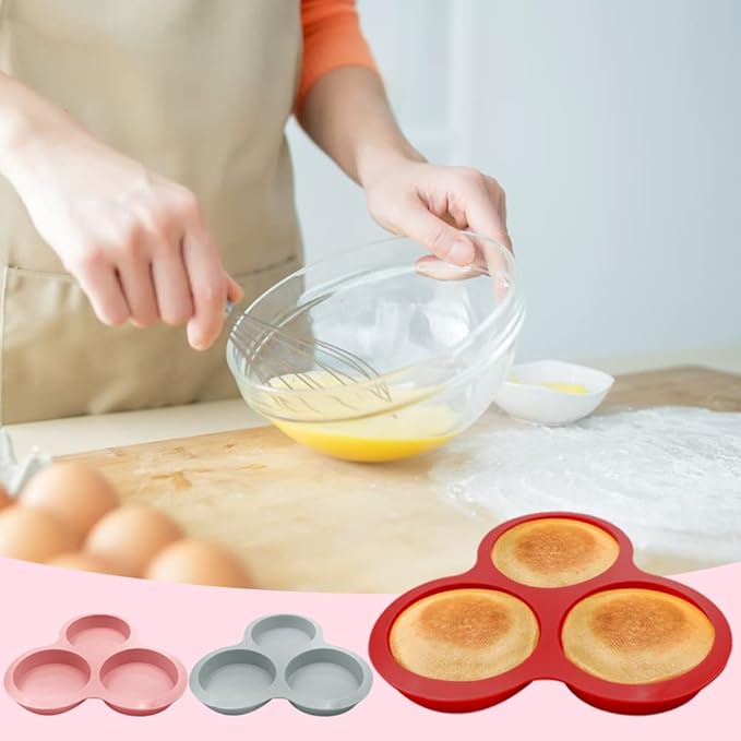 Nonstick Silicone Muffin Pans - 3 Cavity, 3 Pcs, Three Colors, Air Fryer Accessories for Fryers Above 6QT