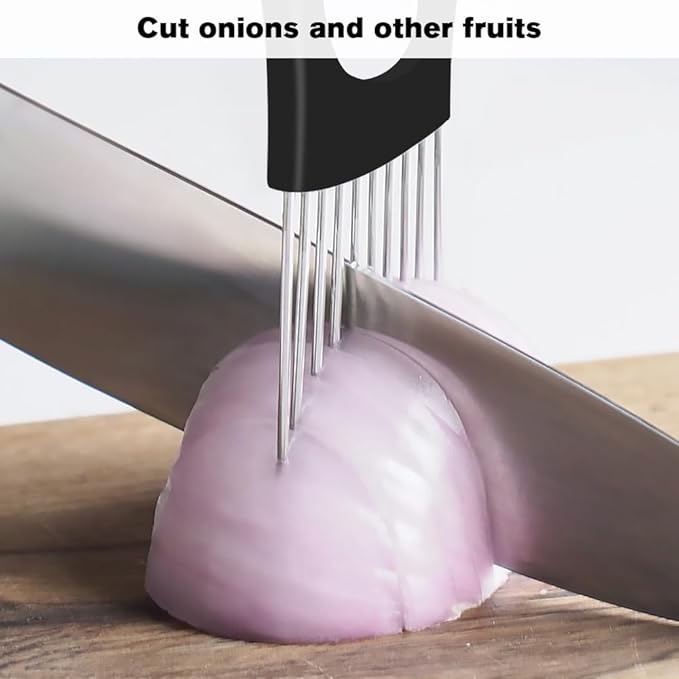 Stainless Steel Onion Slice Holder, 2025 New Tomato Cutter, Multi-Purpose Vegetable Slicer for Kitchen, Durable Food Chopper Kitchen Chopper Slicing Assistant Tool (A-1Pcs)