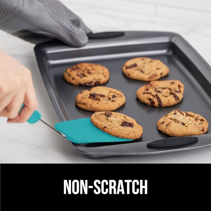 GORILLA GRIP Patented BPA-Free Non-Scratch Spatula, Heat Resistant Flexible Silicone Head for Nonstick Cooking Pans, Soft Rubber Handle, Kitchen Spatulas for Flipping Eggs, Pancakes, 11.6 in Turquoise