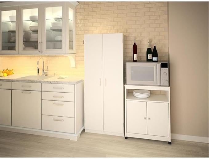 Ameriwood Home Good to Go Landry Microwave Cart, White