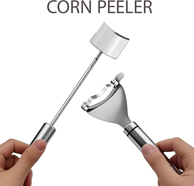 2 Pack Corn Peeler, Stainless Steel Stripper Tool Set, Cob Kernel Remover For Salads/Pizza/Bbq, Easy to Clean