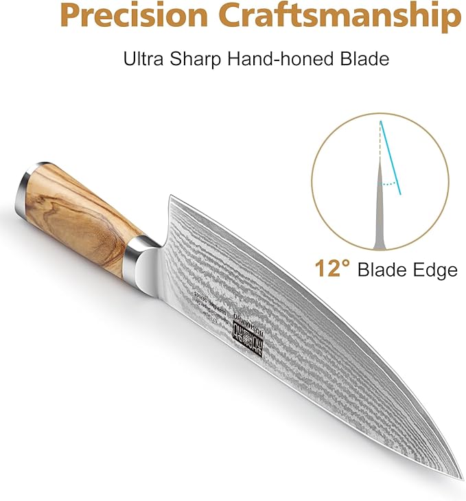 HOSHANHO Knife Set with Block 7-Piece, Professional 67-layer Damascus Super Steel Kitchen Knife Sets for Cooking, Ultra Sharp Knife Set with Sharpener