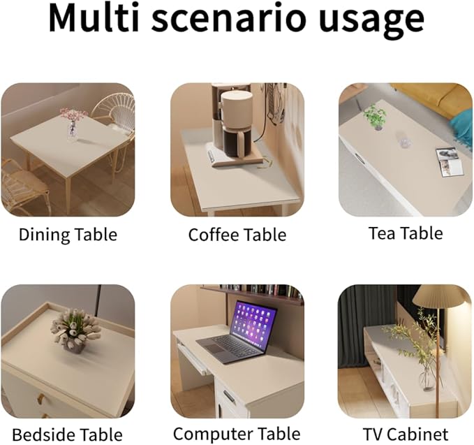 Night Stand Cover for Top - 12x24 Inch Waterproof Easy to Clean Can Conceal Flaws Protector The Table Top from Scratches Used for Dining (Off White+Light Gray 12x24)