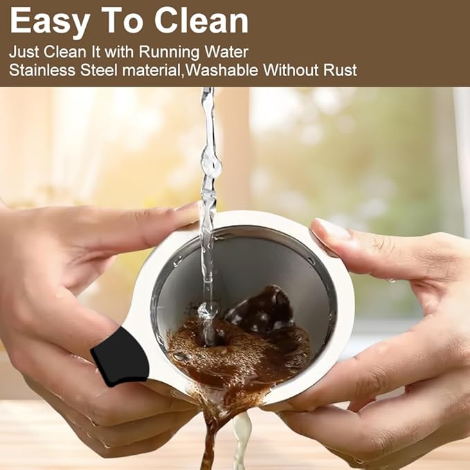 Pour Over Coffee Dripper, Abnaok Stainless Steel Filter,Easy to Clean Paperless Pour Over Coffee Maker,Reusable Filter,Cone Dripper with Removable Cup