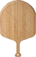 12.6” Bamboo Pizza Peel - Lightweight Smooth Wooden Pizza Paddle and Pizza Cutting Board with 8 Slice Grooves, Outdoor Pizza Oven Accessories, 19.7 Inch x 12.6 Inch