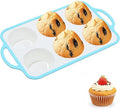 Silicone Jumbo Muffin Pan with Metal Frame, Non Stick Food Grade Silicone Large Muffin Pan, with Handles 6 Cup,BPA-Free and Dishwasher Safe, Jumbo Cupcake Pans - 1 Piece Blue