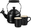 Le Creuset Enamel On Steel Demi Kettle & Stoneware Set of 2 Mugs, 1.25 qt. Kettle & (2) 14 oz. Mugs, Licorice
