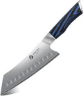 FINTISO 7 Inch Chef Knife, Ultra Sharp Kitchen Knife with G10 Handle, High-End 5 Layers 10Cr15CoMoV Japanese Stainless Steel Santoku Knife, Professional Cutting Knife for Vegetables and Meat