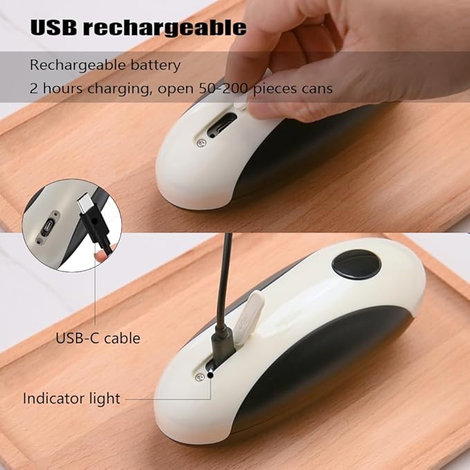 Electric Can Opener, Rechargeable Can Opener Electric Fits Most Can Sizes with Smooth Edge, USB-C Fast Charge Can Opener,One-Touch Automatic Can Openers for Seniors