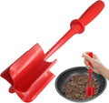 Meat Masher, 5 Curve Blade Hamburger Chopper, Heat Resistant Meat Masher for Ground Beef, Mix and Chop Kitchen Tool, Food Smasher Tool for Hamburger, Beef, Potato, Tomato, Avocado (Red)