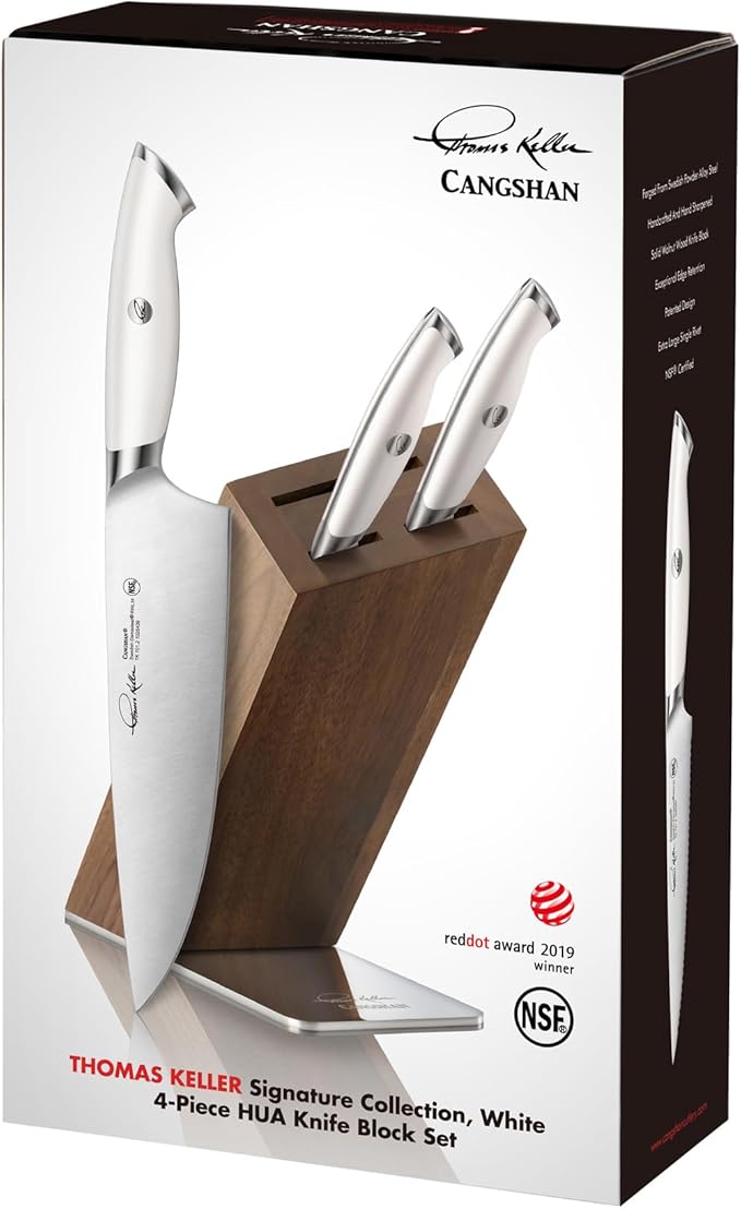 Cangshan Thomas Keller Signature Collection 4-Piece Knife Block Set, White