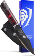 Dalstrong Paring Knife - 4 inch - Spartan Ghost Series - Premium American Forged S35VN Powdered Steel - Razor Sharp Blade - Kitchen Knife - Maple & Red Resin Handle - Sheath