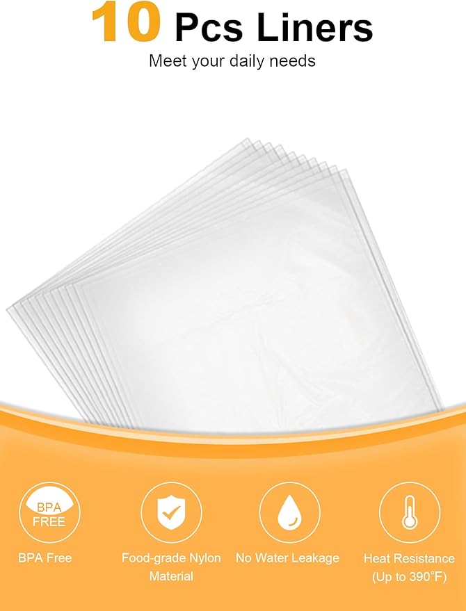 SMARTAKE Slow Cooker Liners, Large Size 13"x 21" Disposable Cooking Bags, Fit 3QT to 8QT for Slow Cooker, Cooking Trays, Suitable for Oval & Round Pots, 10 Liners