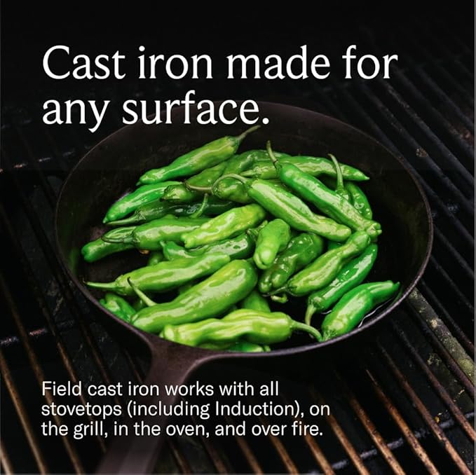 Field Company 10.25-Inch Cast Iron Skillet – Lightweight & Smooth, Made in USA, Pre-seasoned with Organic Oil – Perfect for 2–4 Servings (No.8 Medium)