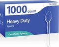 SACATR 1000 Count Clear Plastic Spoons Bulk - Plastic Silverware Spoons Heavy Duty, Premium Disposable Spoons, BPA-Free, Heat Resistant, Suitable for Parties, Events, and Everyday Use
