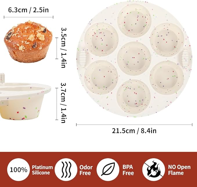 GOKCEN's Silicone Egg Bite Molds [2 Pack] Instant Pot Accessories - Fit Instant Pot 5,6,8 qt Pressure Cooker - Food Freezer Tray - Reusable Storage Container (Round - Confetti)