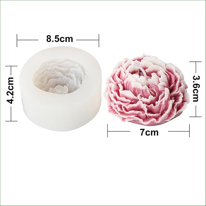 Peony Candle Mold Half Open Flower Cylinder Candle & Resin Mold - Resin Casting Silicone Molds for Home Decor & Candle Making Wave Spiral Mold