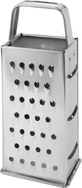 Stainless Steel Vegetable Grater, 4-Sided Portable Metal Grater, Cheese Grater with Handle for Kitchen (8inch)