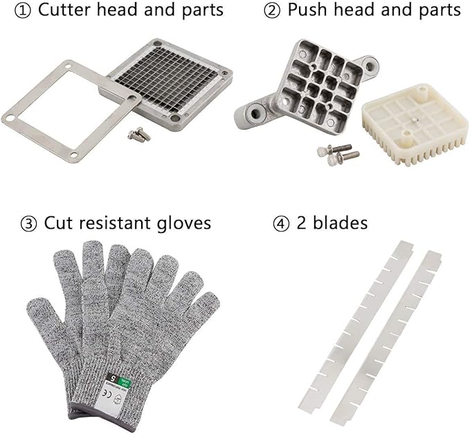 Commercial Vegetable Dicer, 1/2" +1/4" +3/8" Stainless Steel Blade, Quick Chopper Machine Easy for Onion Tomato Pepper Potato