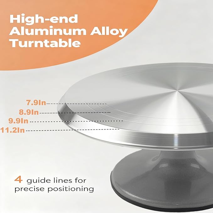 Cake Decorating Supplies Kit with 12 Inch Aluminum Rotating Cake Turntable, Offset Spatula, Cake Server, Stainless Steel Frosting Icing Smoother, Pastry Bags and Other Baking Tools（16Pcs）