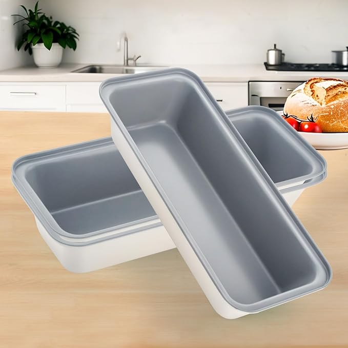 3-Pack 13×5 Inch Loaf Pan for Baking Bread, Nonstick Carbon Steel Bread Pan, Rust-Resistant & Warp-Resistant Full-Size Large Loaf Pan for Homemade Bread, Banana Loaf and Meatloaf