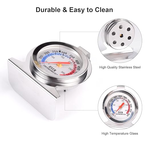 Stainless Steel Oven Thermometer for Electric/Gas Oven, Kitchen Cooking Grill Smoker Thermometer(50-300°C/100-600°F) (1)